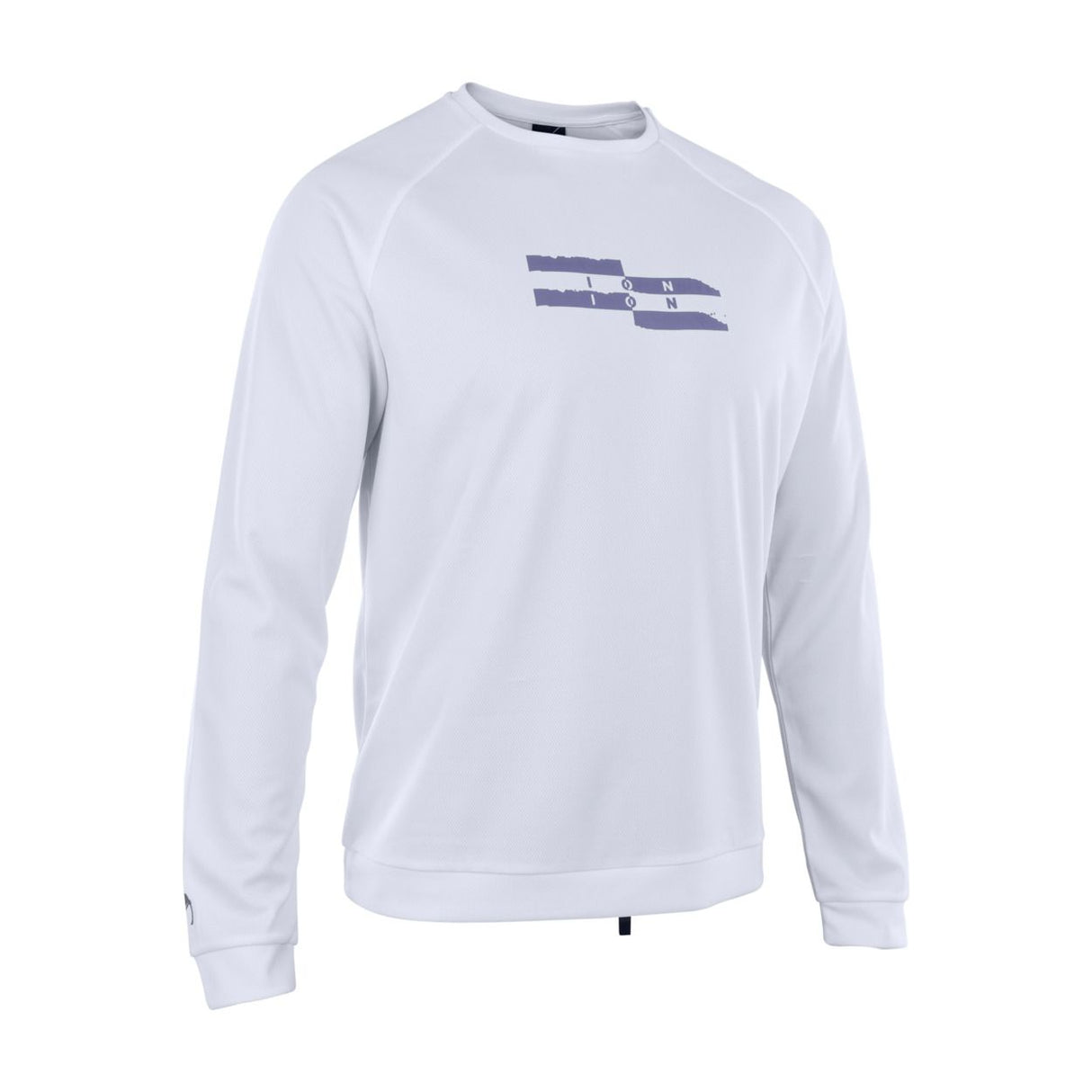 ION Wetshirt LS men 2025, weißes Langarm-Neopren-Shirt mit Logo-Print, Frontansicht