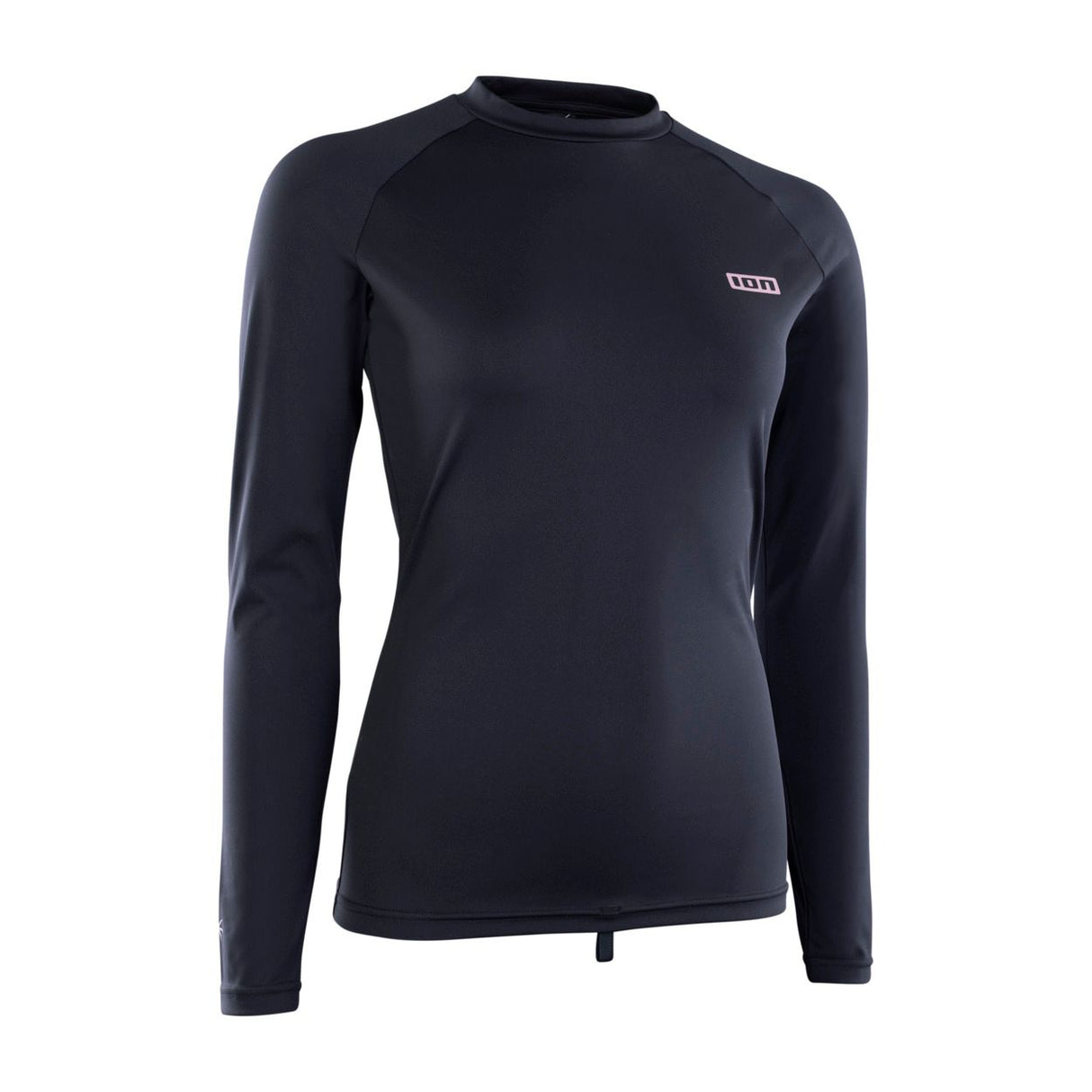 ION Damen Rashguard Langarm 2024 schwarz, Frontalansicht, langärmlig mit ION-Logo