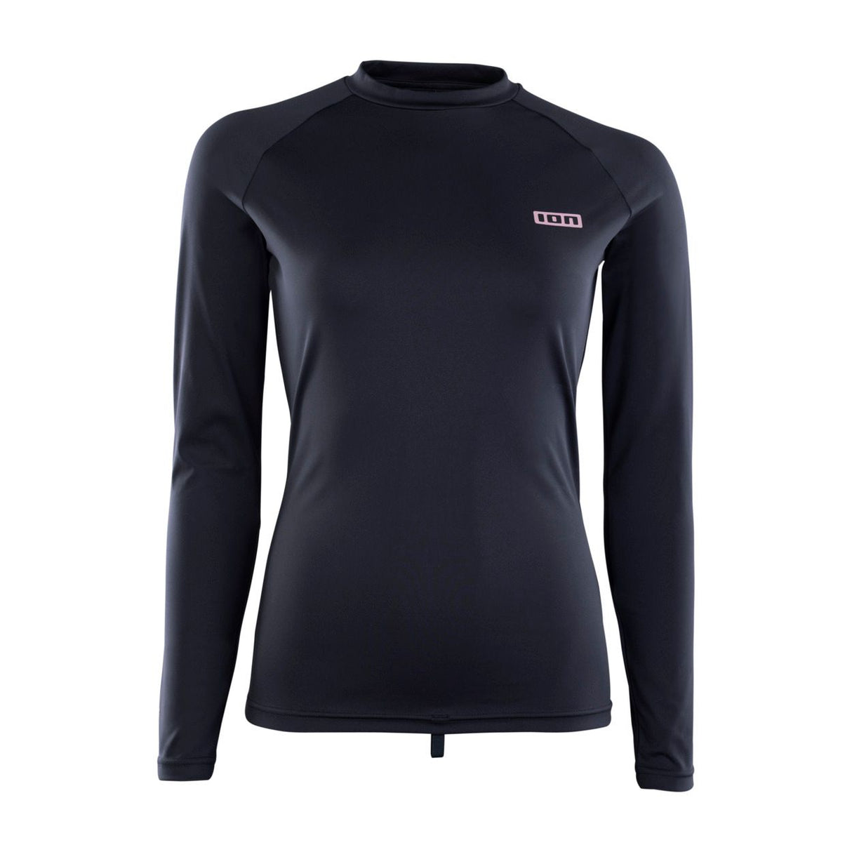 ION Damen Rashguard Langarm 2024 in Schwarz, Frontansicht, Funktionsmaterial mit Rundhalsausschnitt