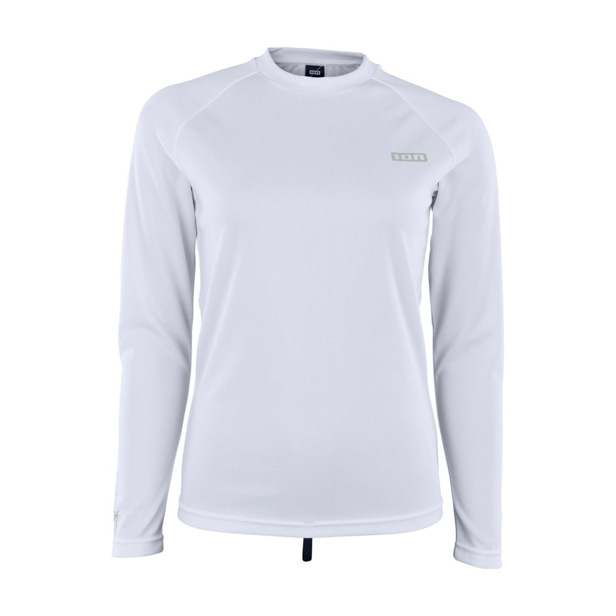 ION Wetshirt Langarm Damen 2026 weiß, Frontansicht, langärmeliges Neopren-Shirt mit Logo