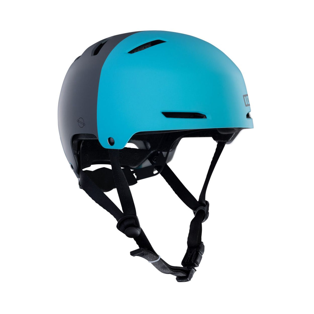 ION Slash Core Helm 2026 in Blau mit schwarzen Riemen, Seitenansicht