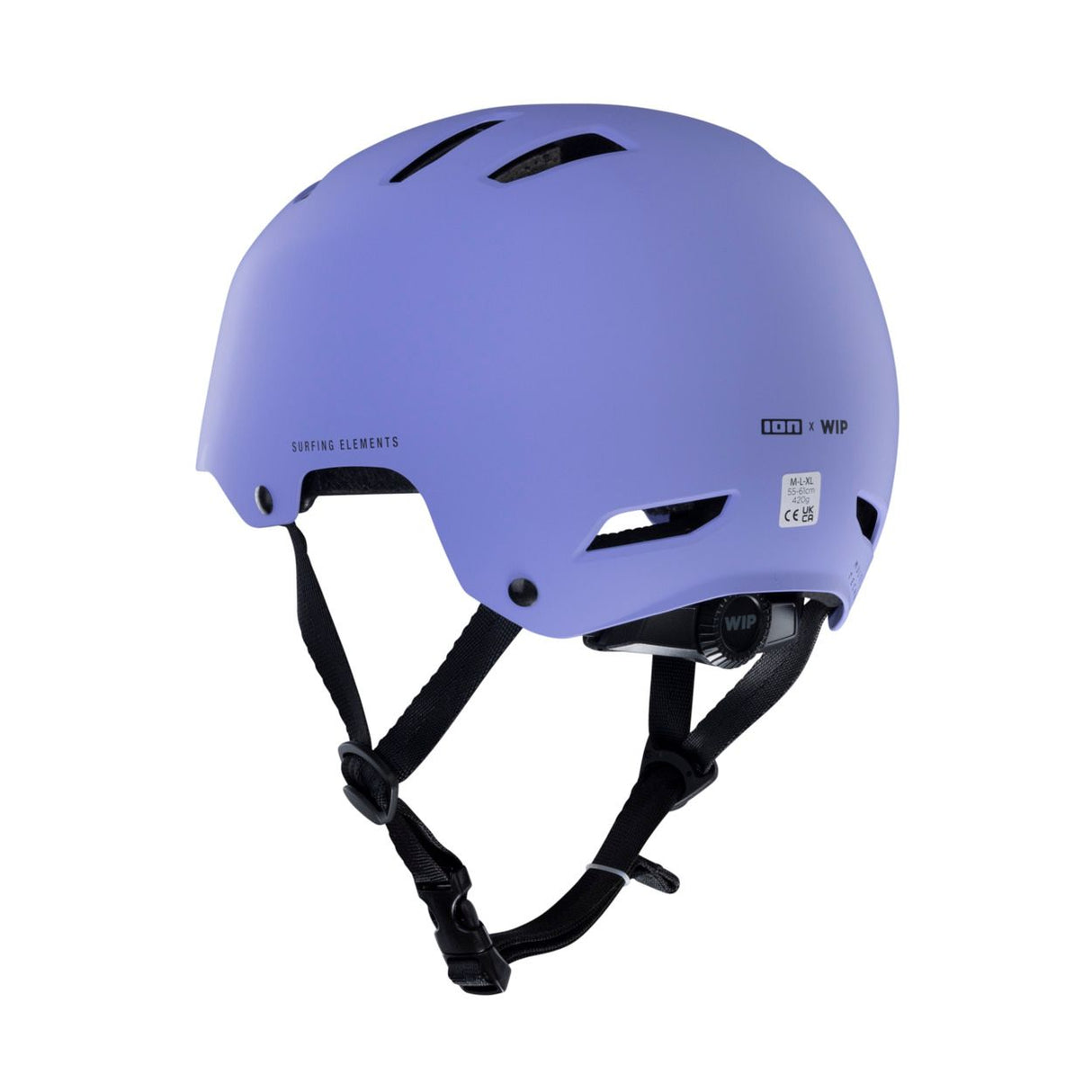 ION Slash Core Helmet 2026 in Blau mit schwarzen Riemen, Frontalansicht des leichten Sporthelms