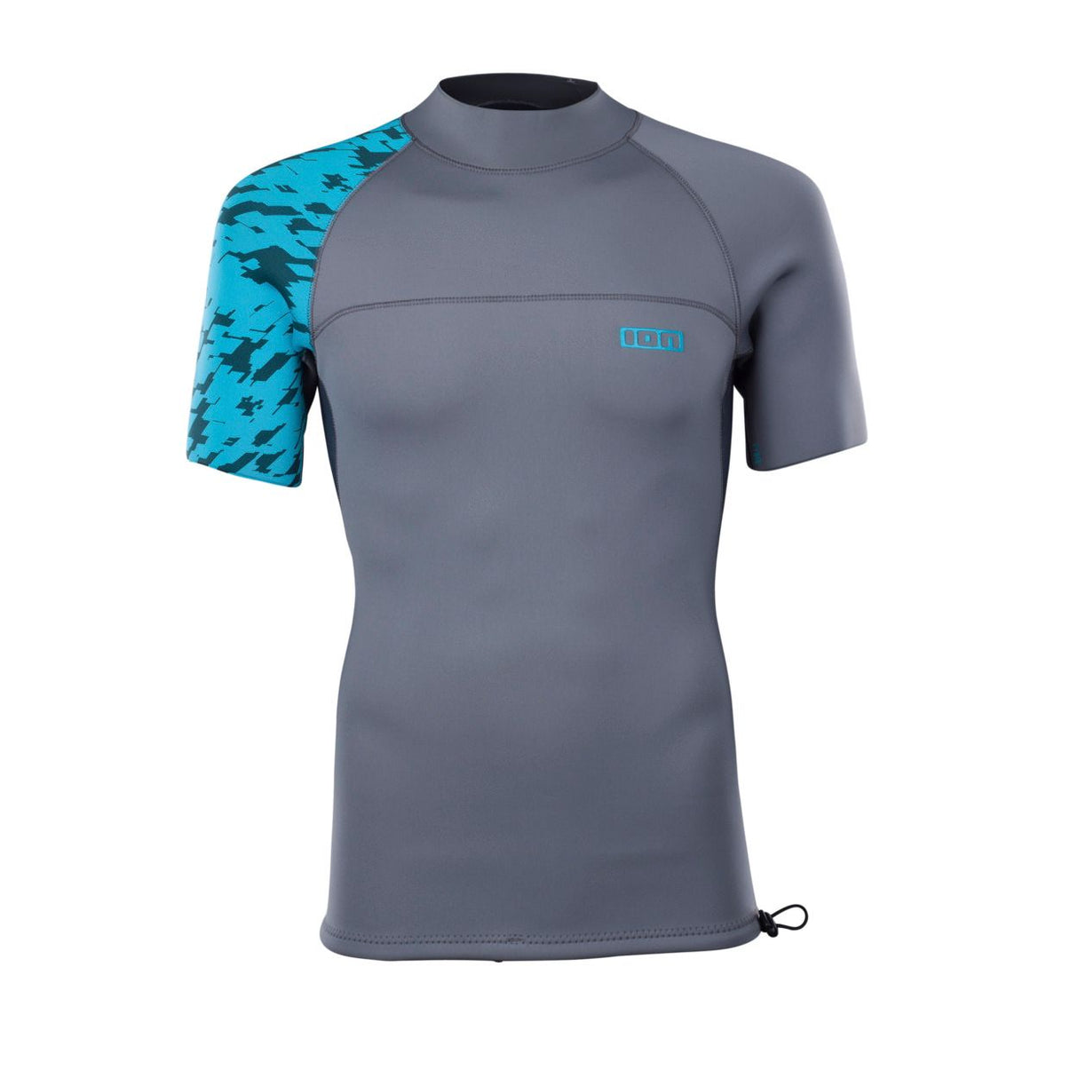 ION Neo Top 2024 Kurzarm-Neoprenshirt grau blau Camouflage Frontansicht