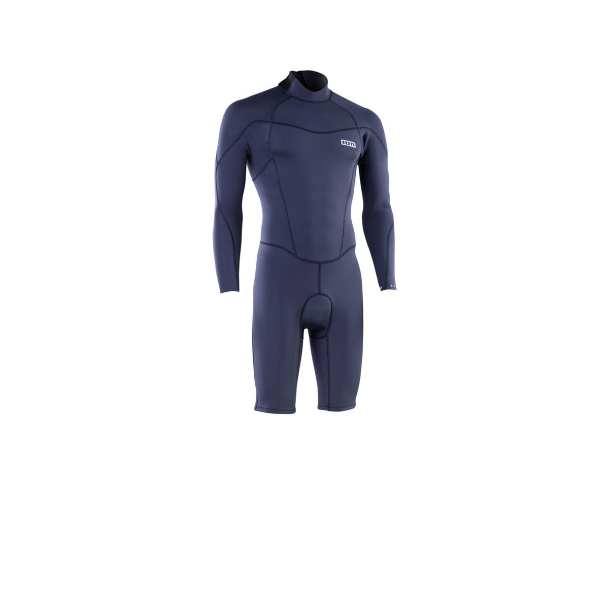ION Element 2/2 Shorty LS Back Zip 2026 Neoprenanzug in Dunkelblau, Frontansicht, Langarm mit Rückenverschluss