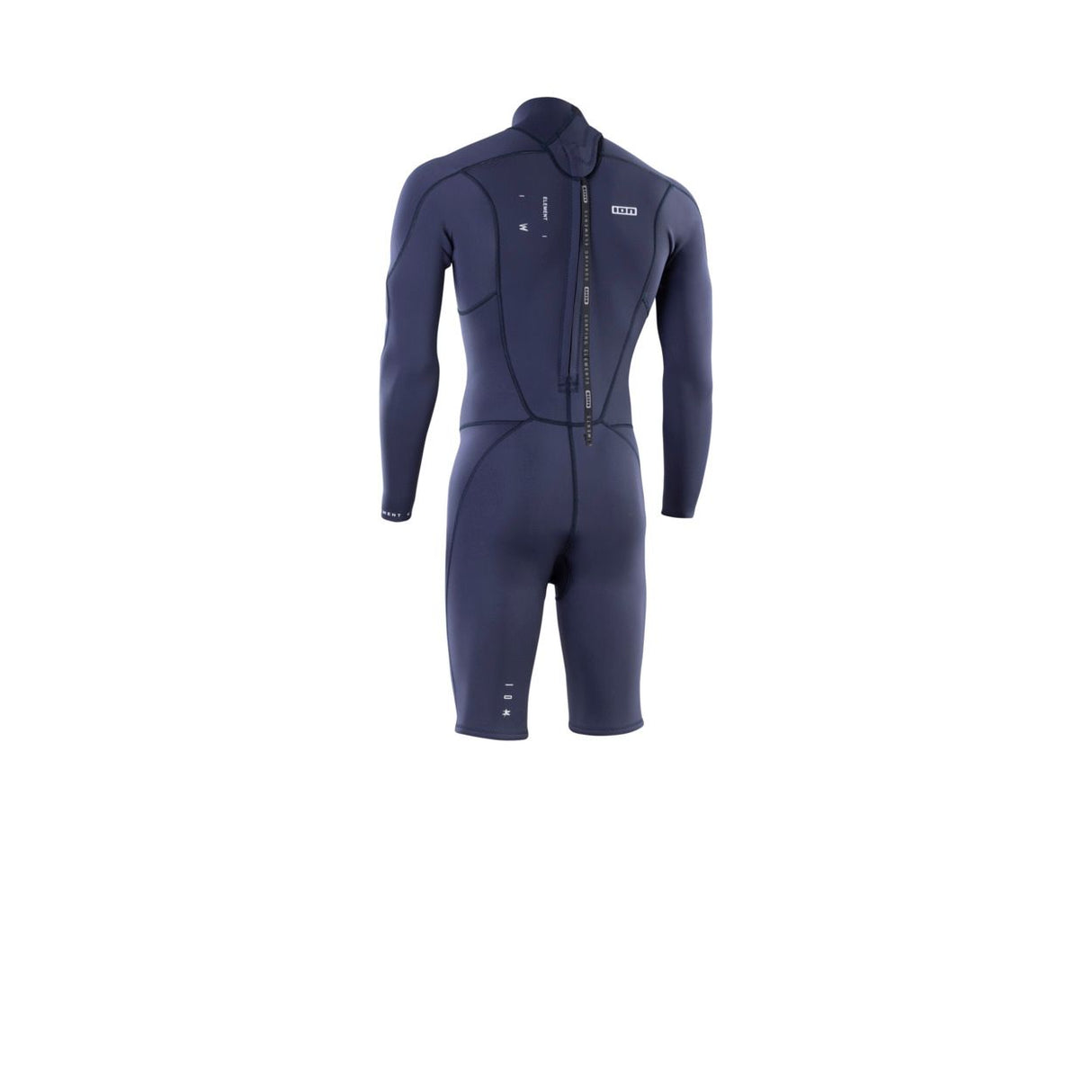 ION Element 2/2 Shorty LS Back Zip 2026 Neoprenanzug in Dunkelblau, Rückenansicht mit Rückreißverschluss