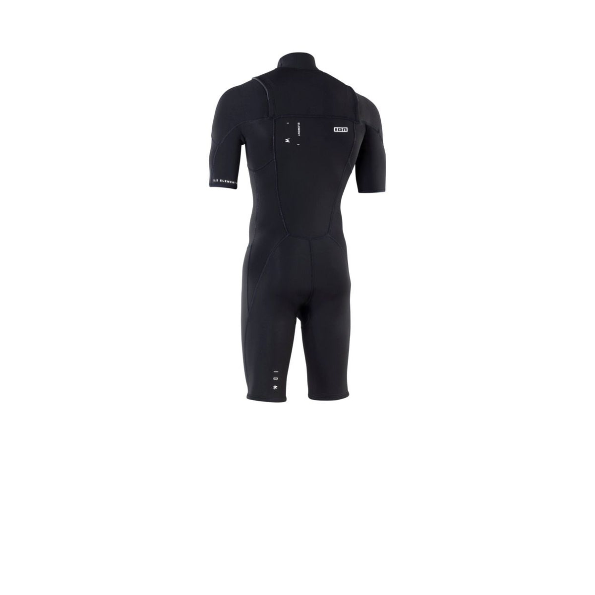 ION Element 2/2 Shorty SS Front Zip Neoprenanzug in Schwarz, Frontansicht, Kurzarm Surfanzug mit Reißverschluss