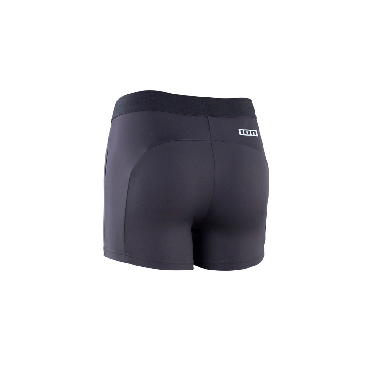 ION Rashguard Shorts Women 2026 in Schwarz, Rückansicht, Funktionsmaterial mit ION Logo, Wassersport-Badeshorts