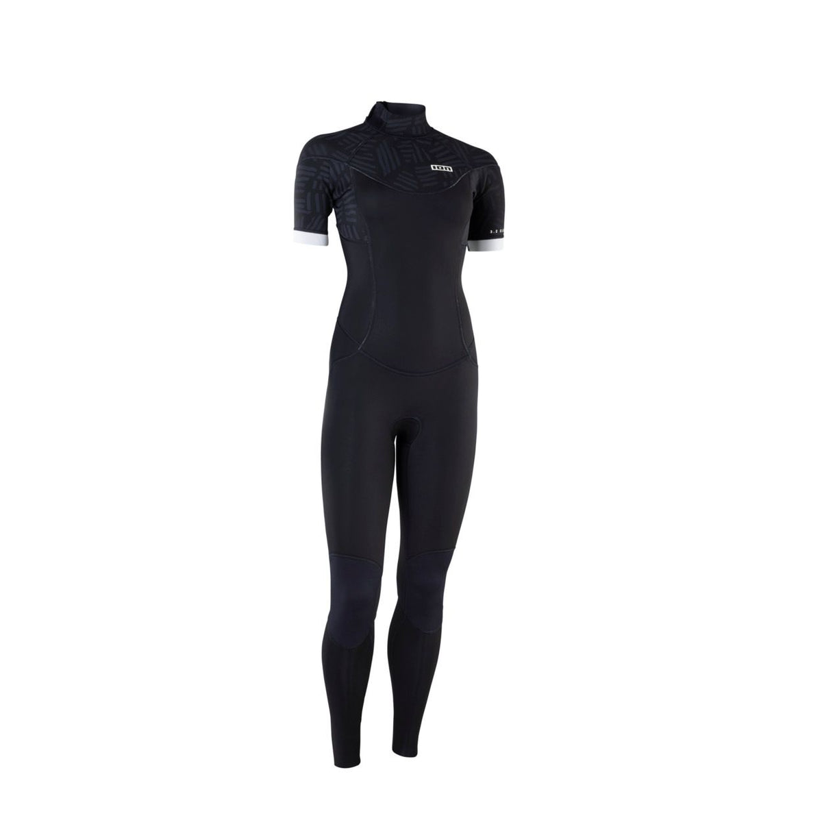 ION Element 3/2 SS Back Zip Neoprenanzug Damen schwarz Kurzarm Frontansicht