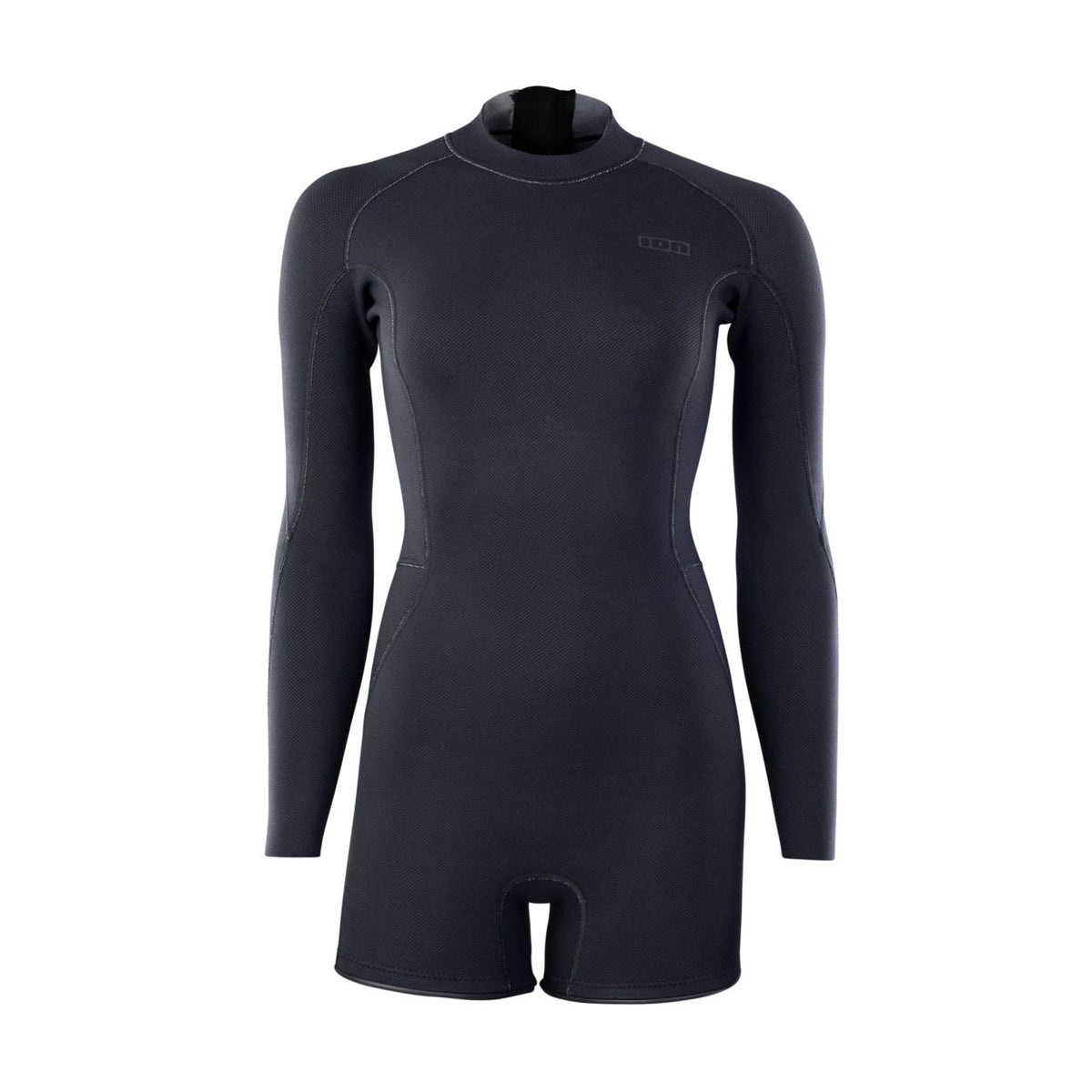 ION Amaze Amp Shorty 2.0 LS Damen Neoprenanzug schwarz mit Rückenreißverschluss, Frontansicht