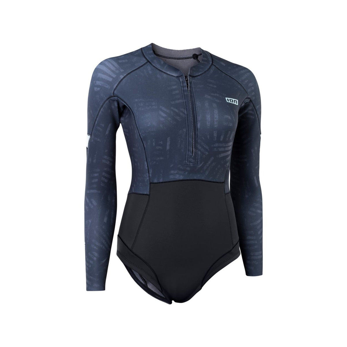 ION Amaze Hot Shorty 1.5 LS Neoprenanzug Damen Blau Schwarz Frontreißverschluss Vorderansicht