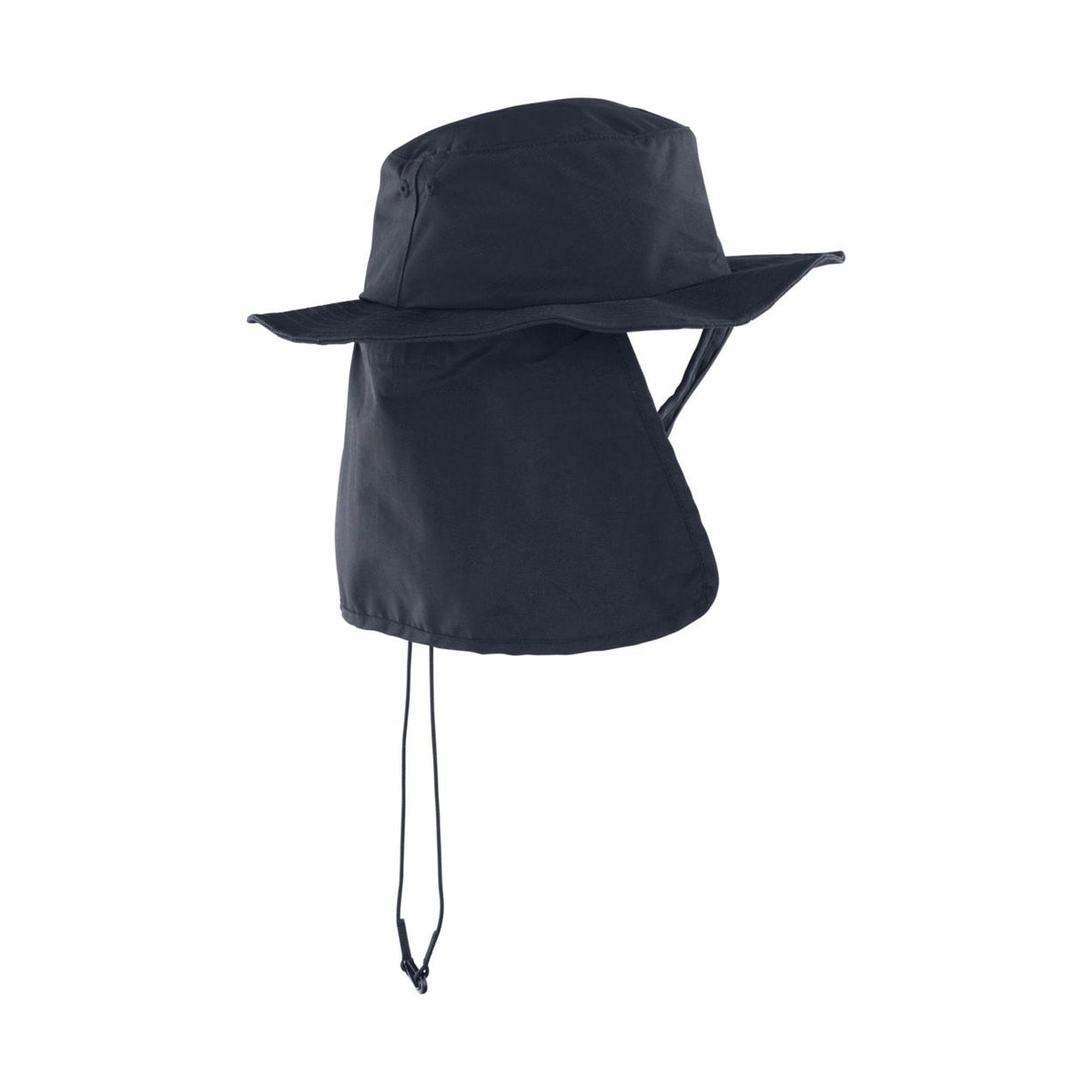 ION Beach Hat 2026 schwarzer Strandhut mit abnehmbarem Nackenschutz und Kinnband, Frontansicht