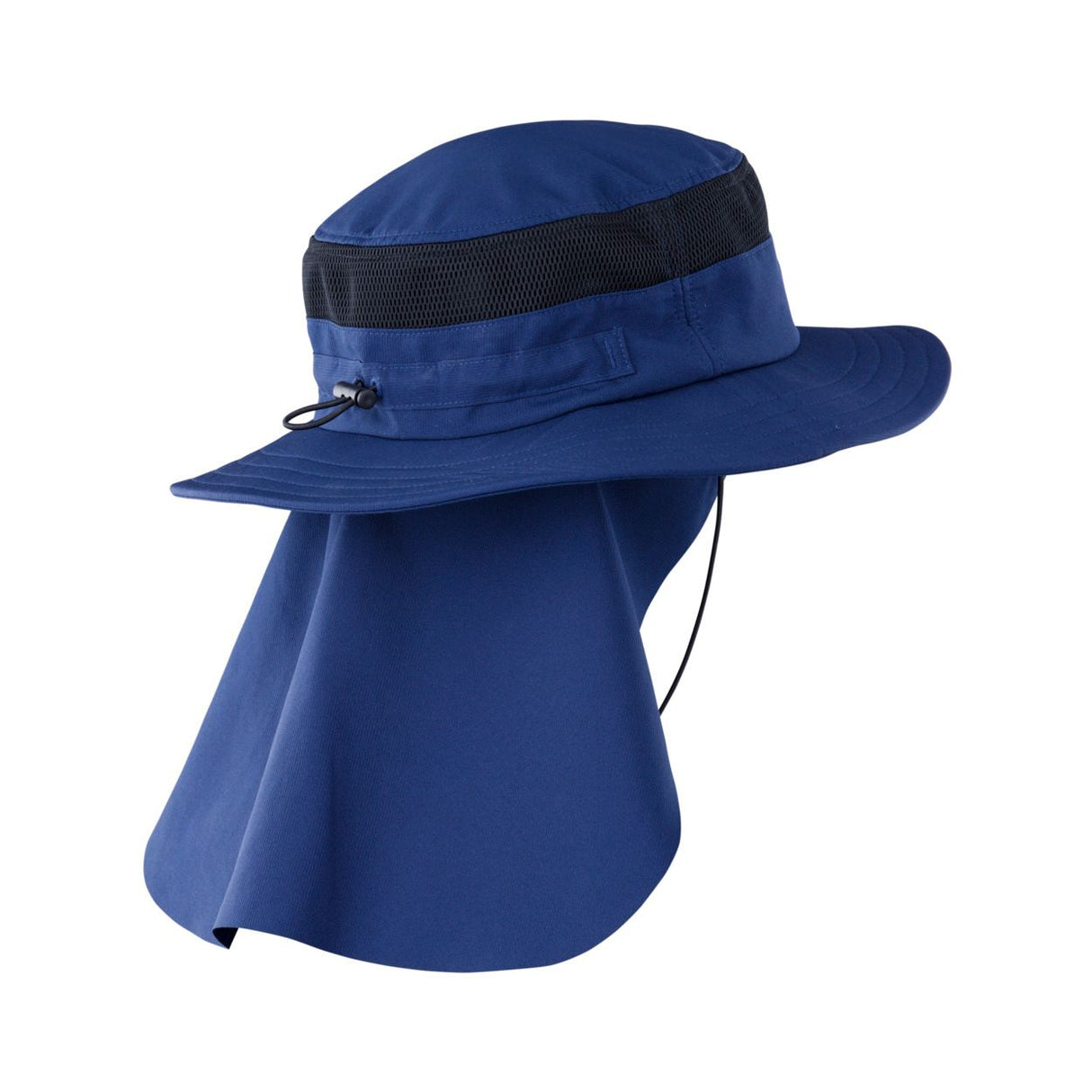 ION Safari Hat PRO 2026 blau mit Nackenschutz und schwarzem Hutband, Seitenansicht