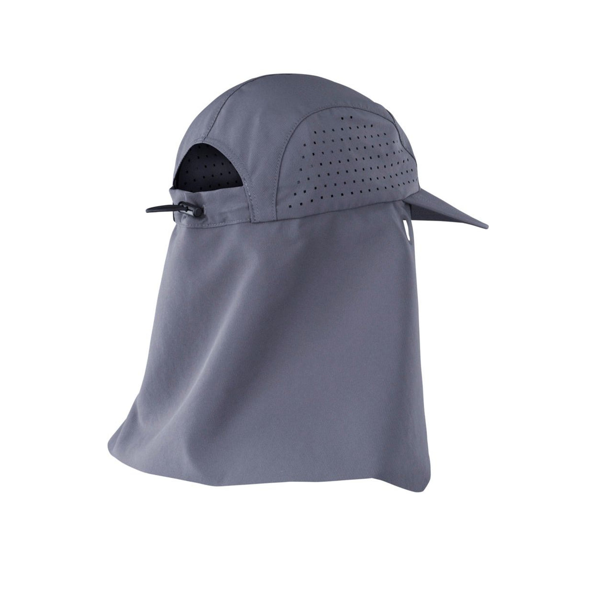 ION Surf Cap Pro 2026 grau mit abnehmbarem Nackenschutz, Frontansicht, Neopren-Material mit Belüftungslöchern