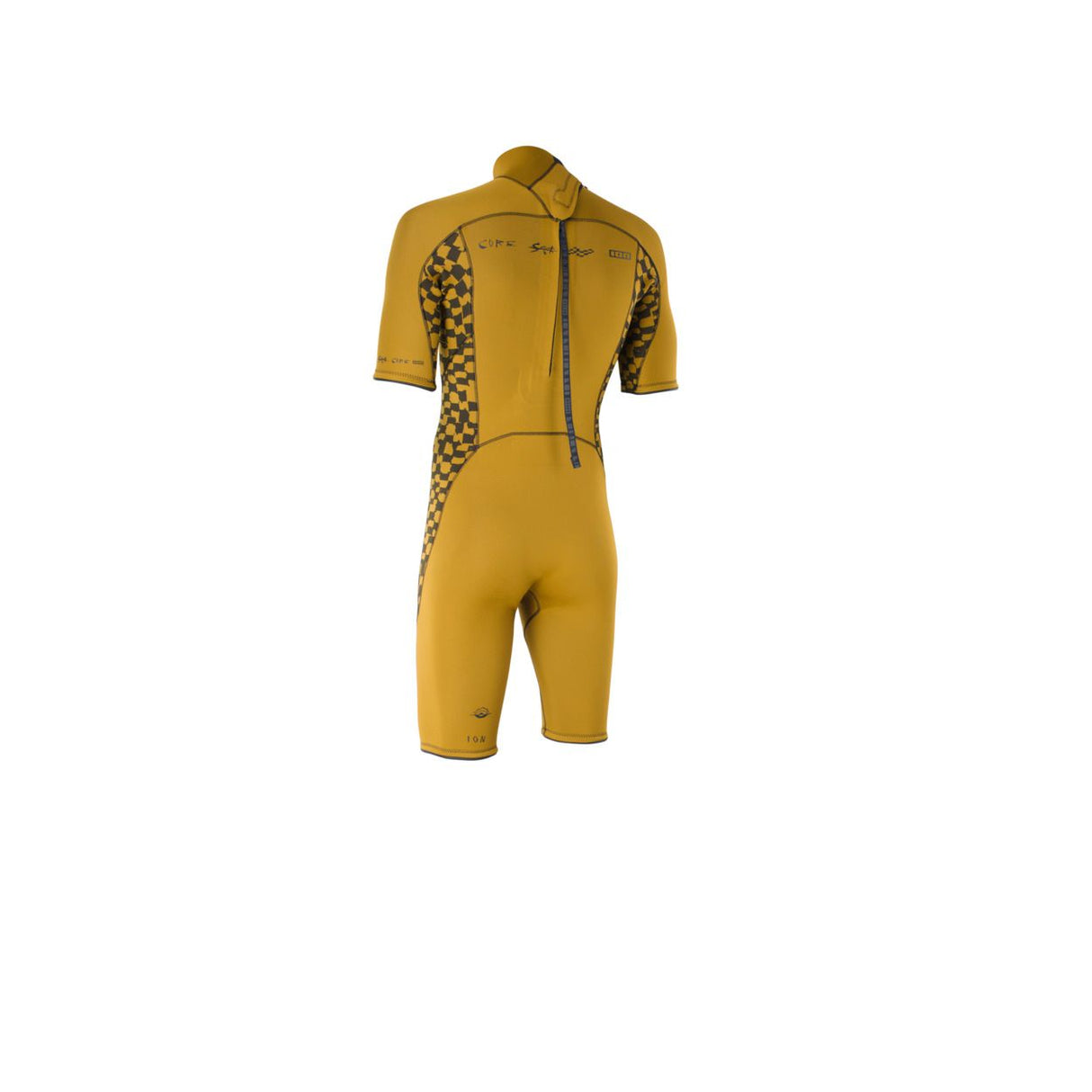 ION Seek Core 2/2 Shorty SS Back Zip Neoprenanzug in Goldgelb mit Rückenverschluss, Frontalansicht