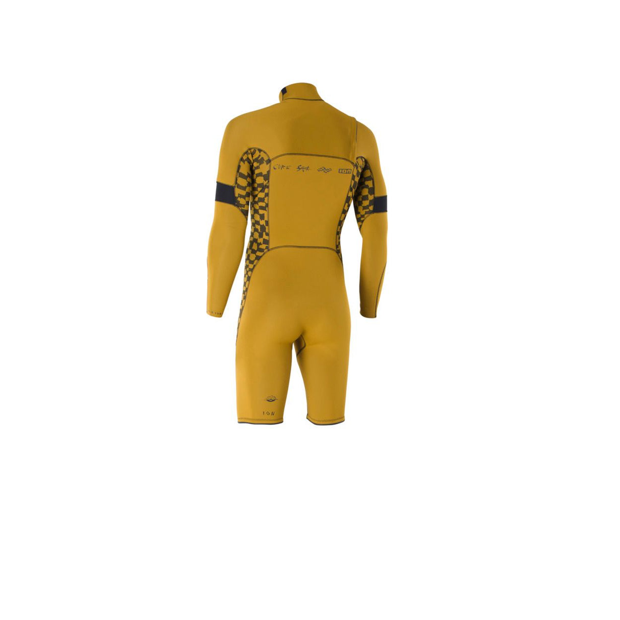 ION Seek Core 3/2 Shorty LS Front Zip Herren Neoprenanzug in Gelb, Rückenansicht