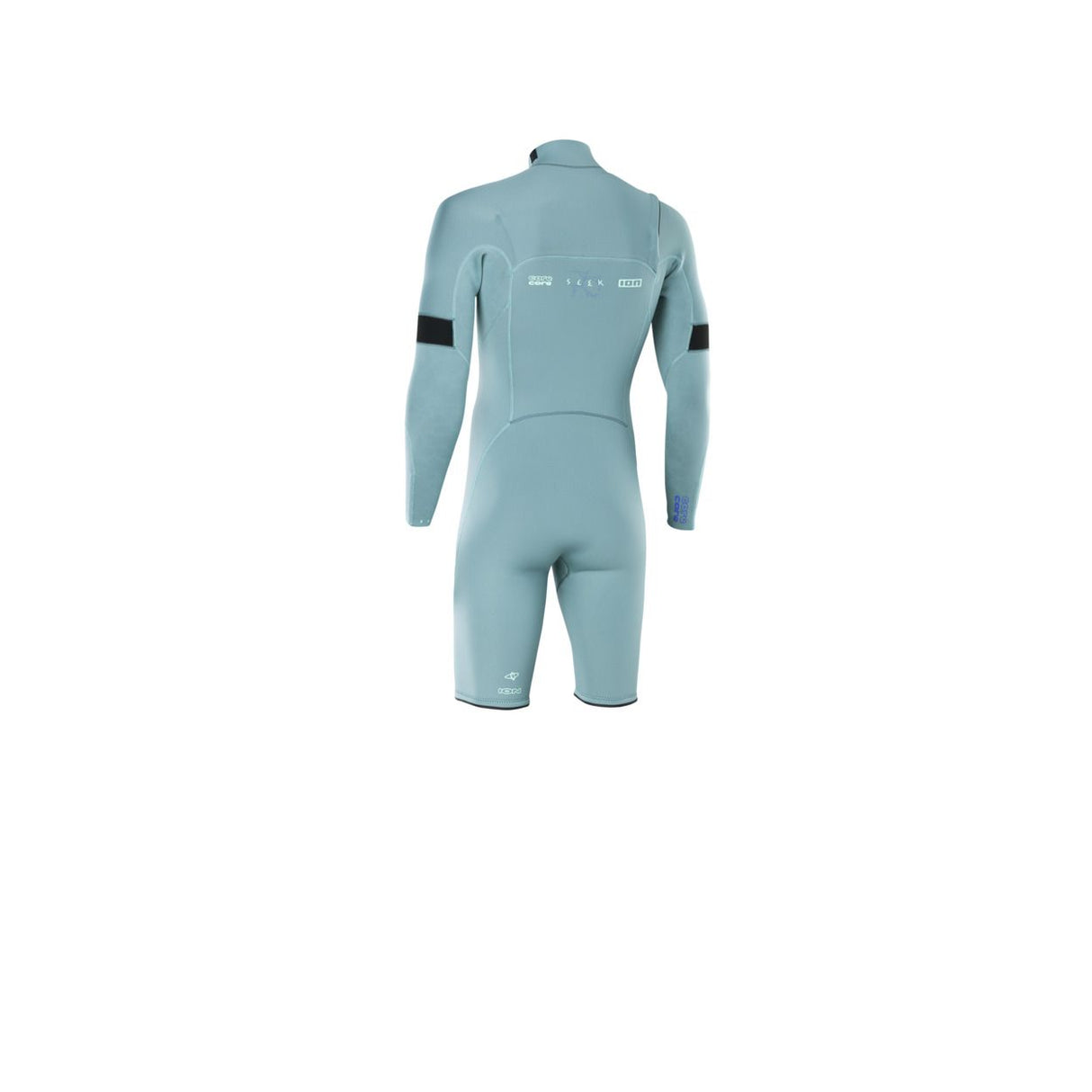ION Seek Core 3/2 Shorty LS Front Zip Neoprenanzug Herren blaugrau Rückansicht