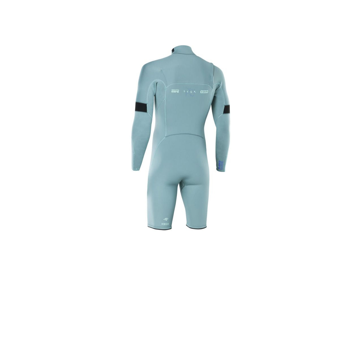 ION Seek Core 3/2 Shorty LS Front Zip Neoprenanzug Herren blaugrau Rückansicht