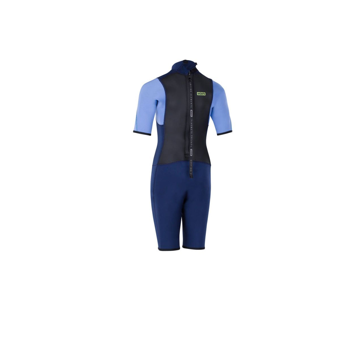 ION Capture 2/2 Shorty SS Back Zip junior Neoprenanzug in Blau und Schwarz, Frontalansicht