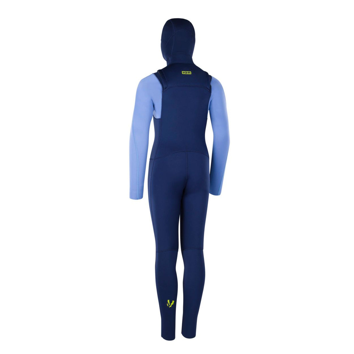 ION Capture 6/5 Hood Front Zip Neoprenanzug für Kinder in Dunkelblau und Hellblau, Rückansicht