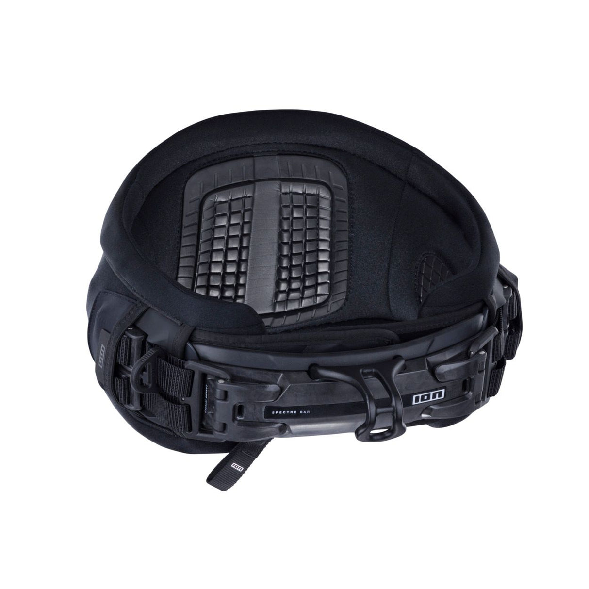 ION Riot Curv 2026 Kiteboard-Helm schwarz mit Lüftungsgittern, Draufsicht