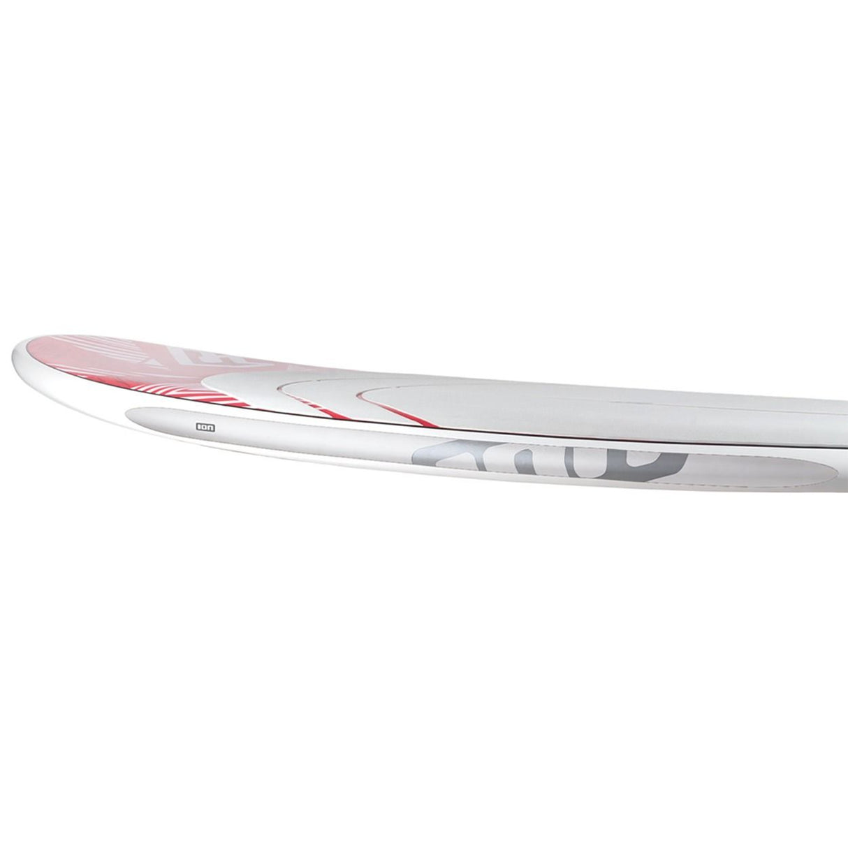 ION Rail Lover 2026 Kiteboard weiß-rosa, Seitenansicht mit modernem Design und Griffbereich