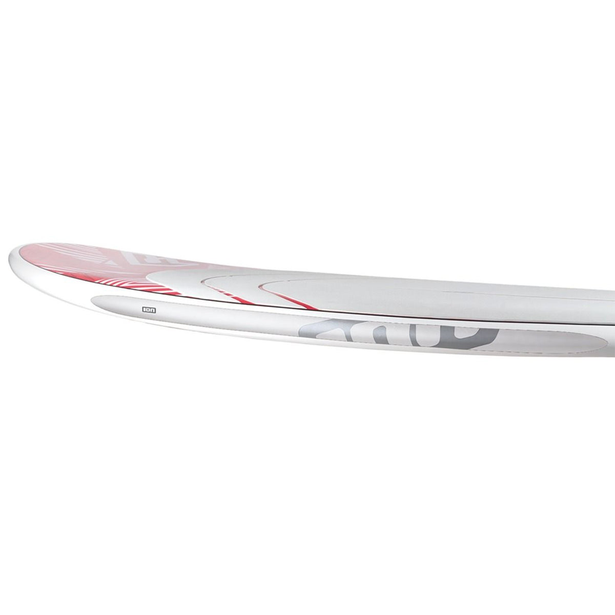 ION Rail Lover 2026 Kiteboard weiß-rosa, Seitenansicht mit modernem Design und Griffbereich