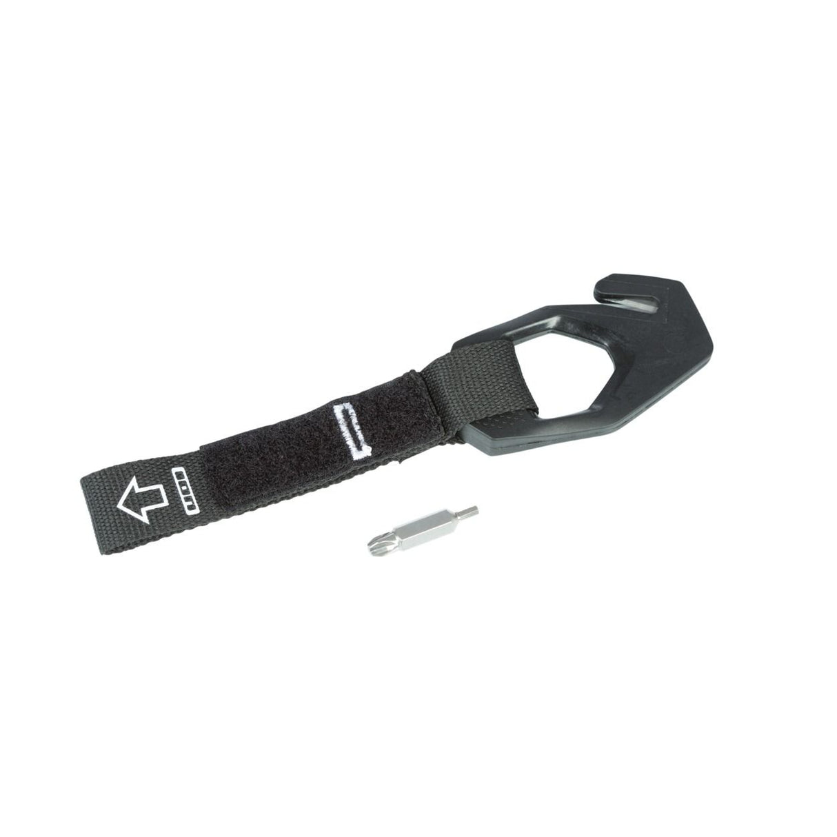 ION Kite Knife 2.0 Multitool schwarz mit Neopren-Armband und austauschbarer Klinge, Frontansicht