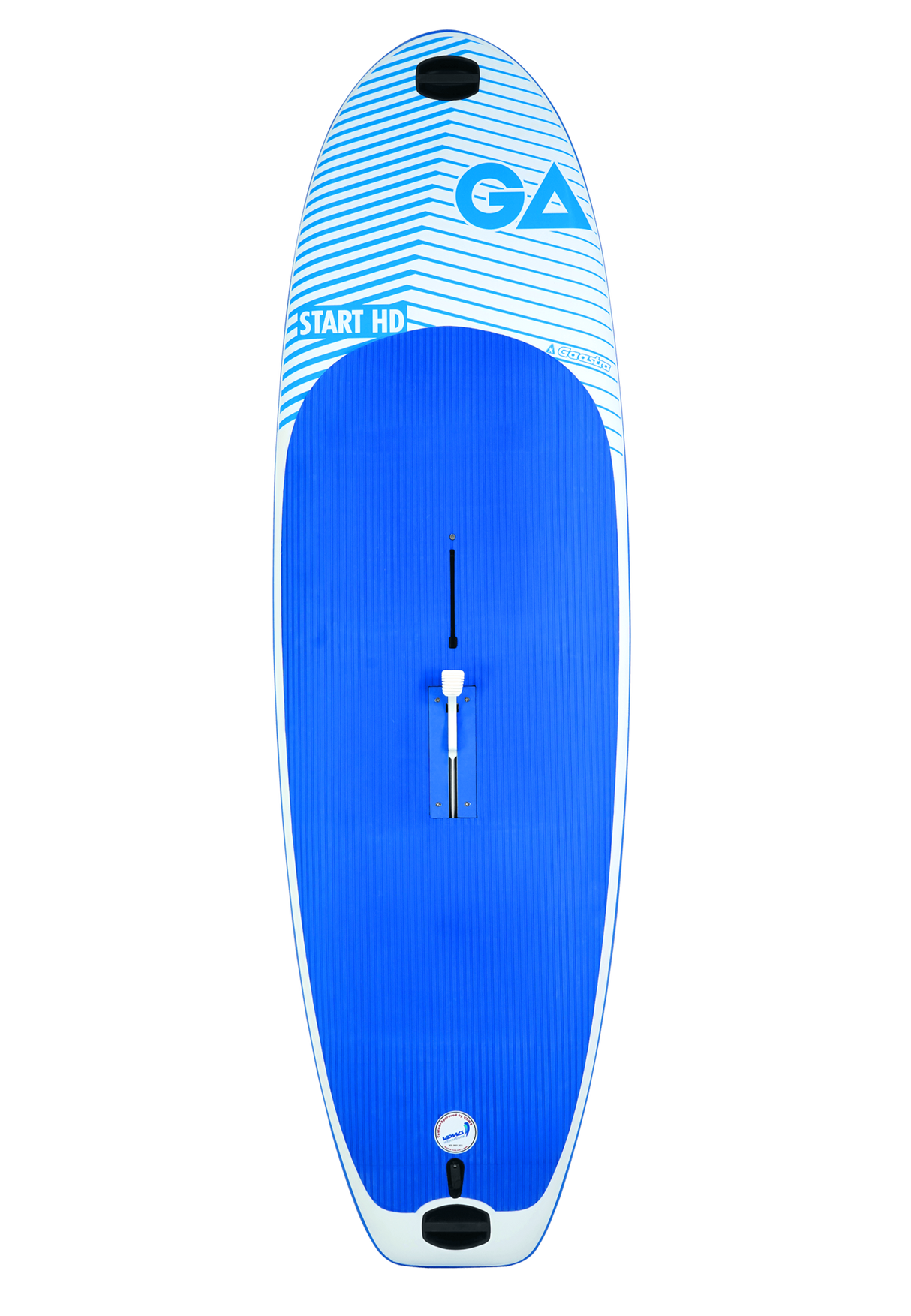 GA Start HD School Board 2026 Stand-Up Paddleboard in Blau und Weiß mit Griffmulden, Draufsicht