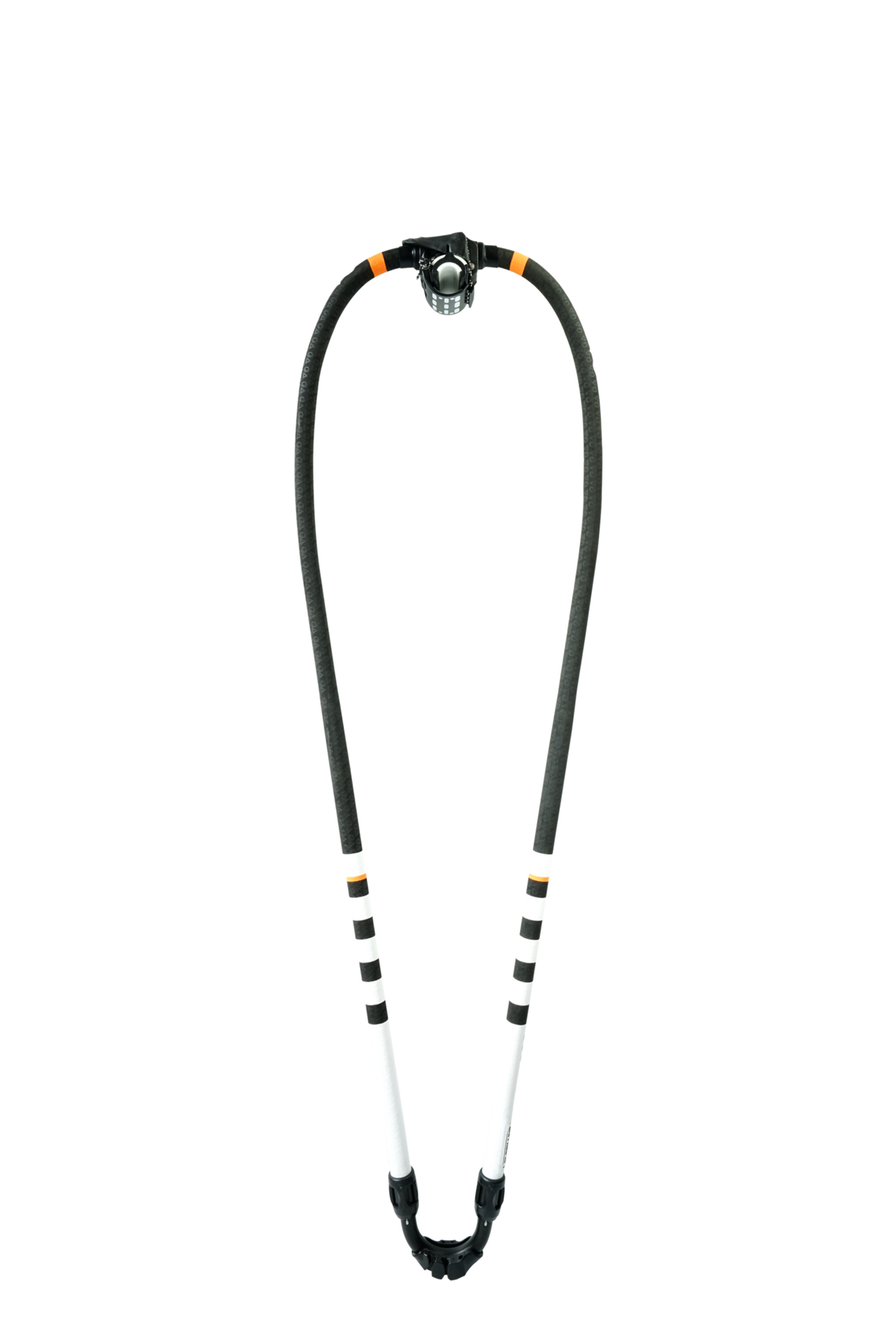 GA-Booms 2026 Black Line Mono Tapered Angelrute, schwarzes Monofilament mit konischen Spitzen und orangefarbenen Akzenten, Frontalansicht