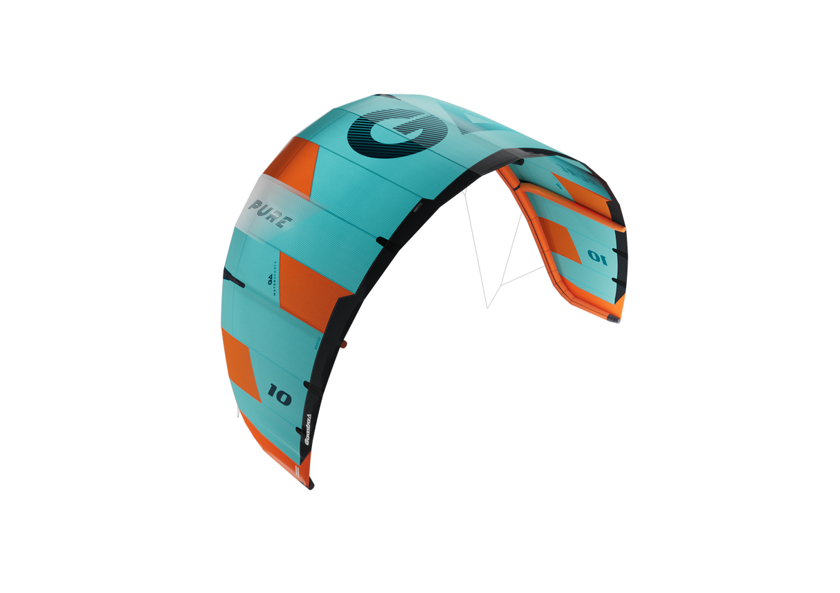 GA-Kites Pure 2026 Lenkdrachen Türkis Orange Detailansicht seitlich