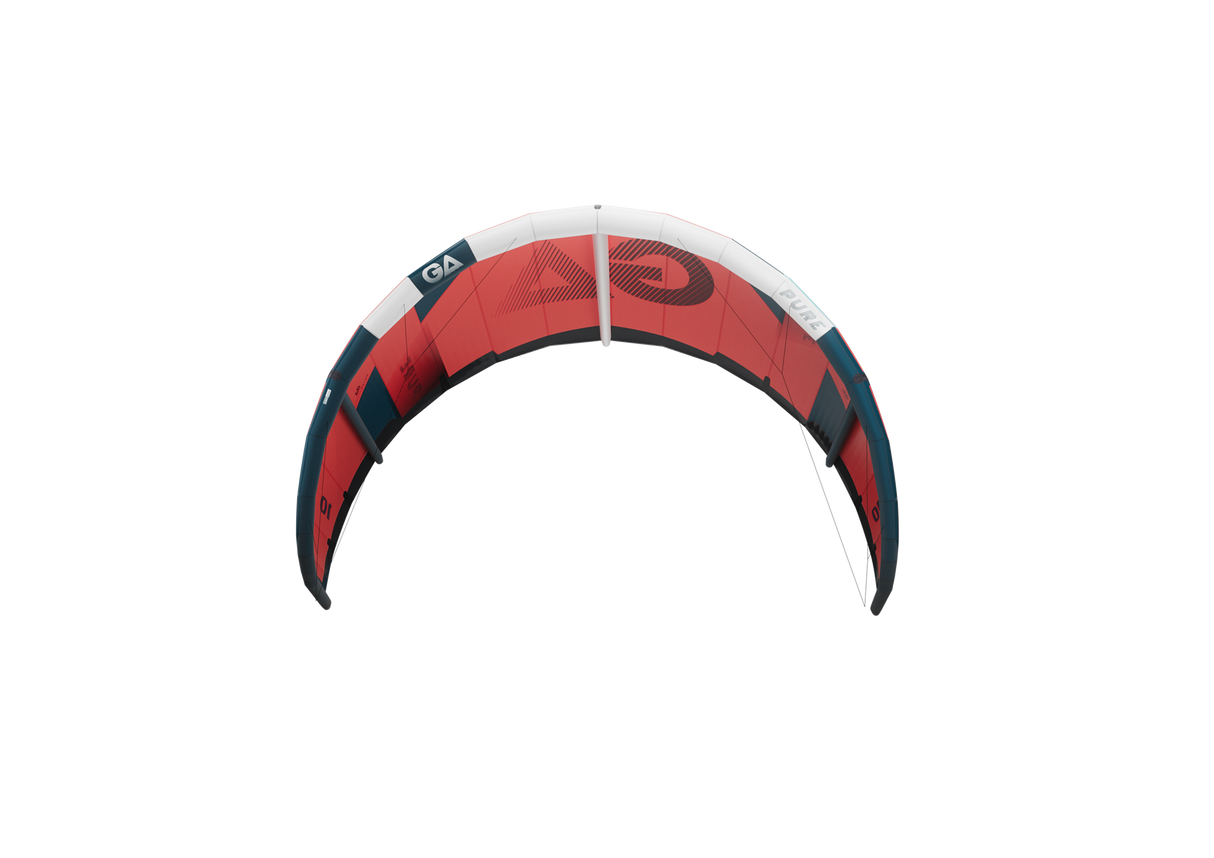 GA-Kites Pure 2026 Lenkdrachen rot-schwarz mit Nylonmaterial, Frontalansicht