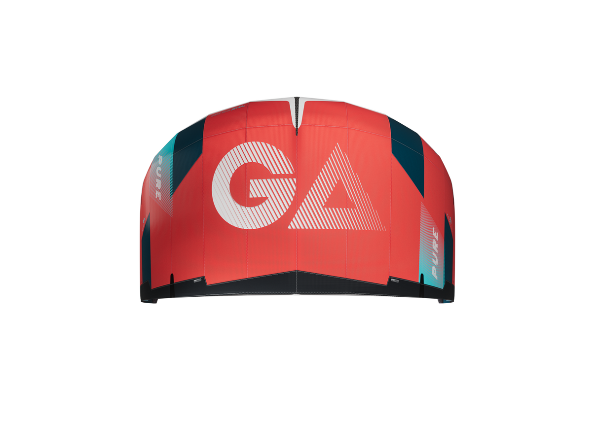 GA-Kites Pure 2026 Lenkdrachen rot mit schwarzen Seitenpanelen, Frontalansicht