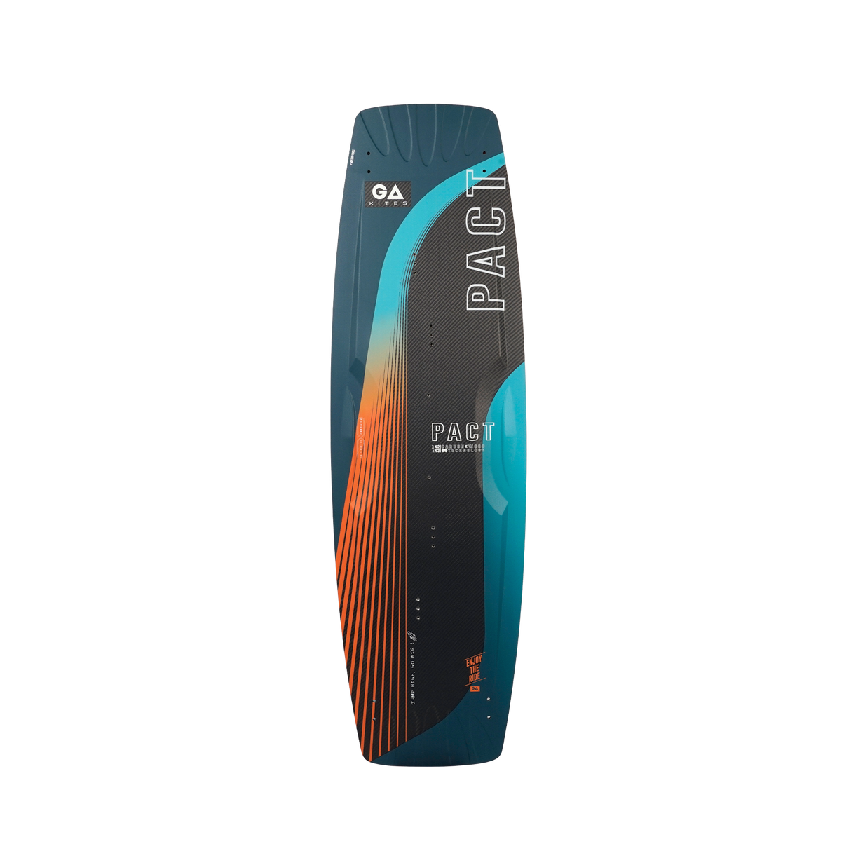 GA 2026 Kiteboard Pact Bd mit Farbverlauf von Blau über Orange zu Schwarz, Frontansicht