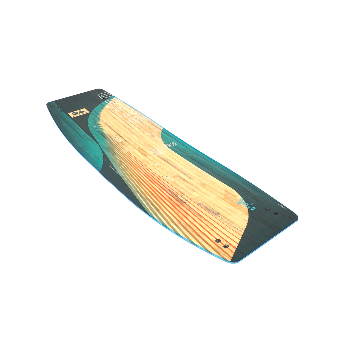 GA 2026 Kiteboard Blend in Grün und Holz, Draufsicht, Wassersportboard mit strukturierter Oberfläche
