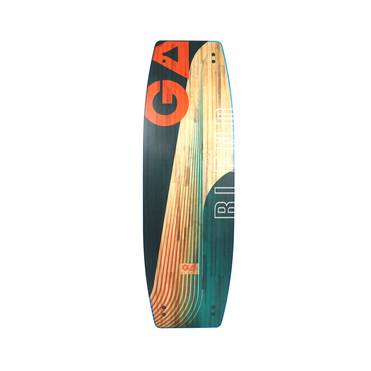 GA 2026 Kiteboard Blend Bd, Holz-Hybrid-Design, orange-blau-beige, Draufsicht