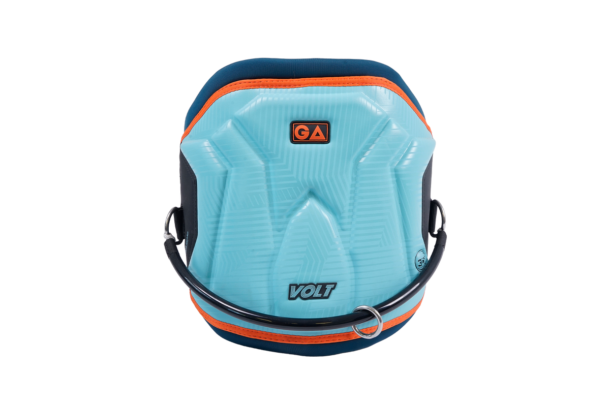 GA VOLT PRO Waist Harness LTD MTE 2026 in Hellblau mit dunkelblauen und orangefarbigen Streifen, Draufsicht