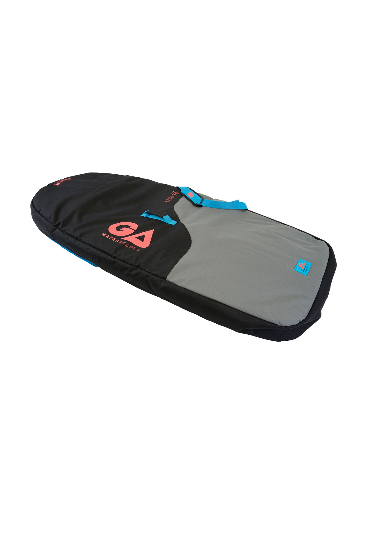 GA 2026 Wing Board Bag Sidewall, Schwarz-Grau mit blauen Akzenten, gepolsterte Schutztasche, Seitenansicht