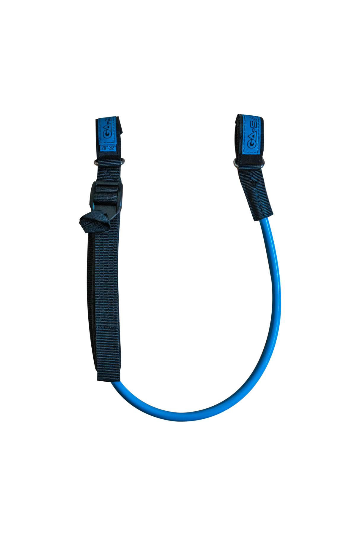 GA Quick Adjustable Harness lines 2026 blau mit schwarzen Griffen, Trapezgurt-Verbindungsleine, Frontalansicht