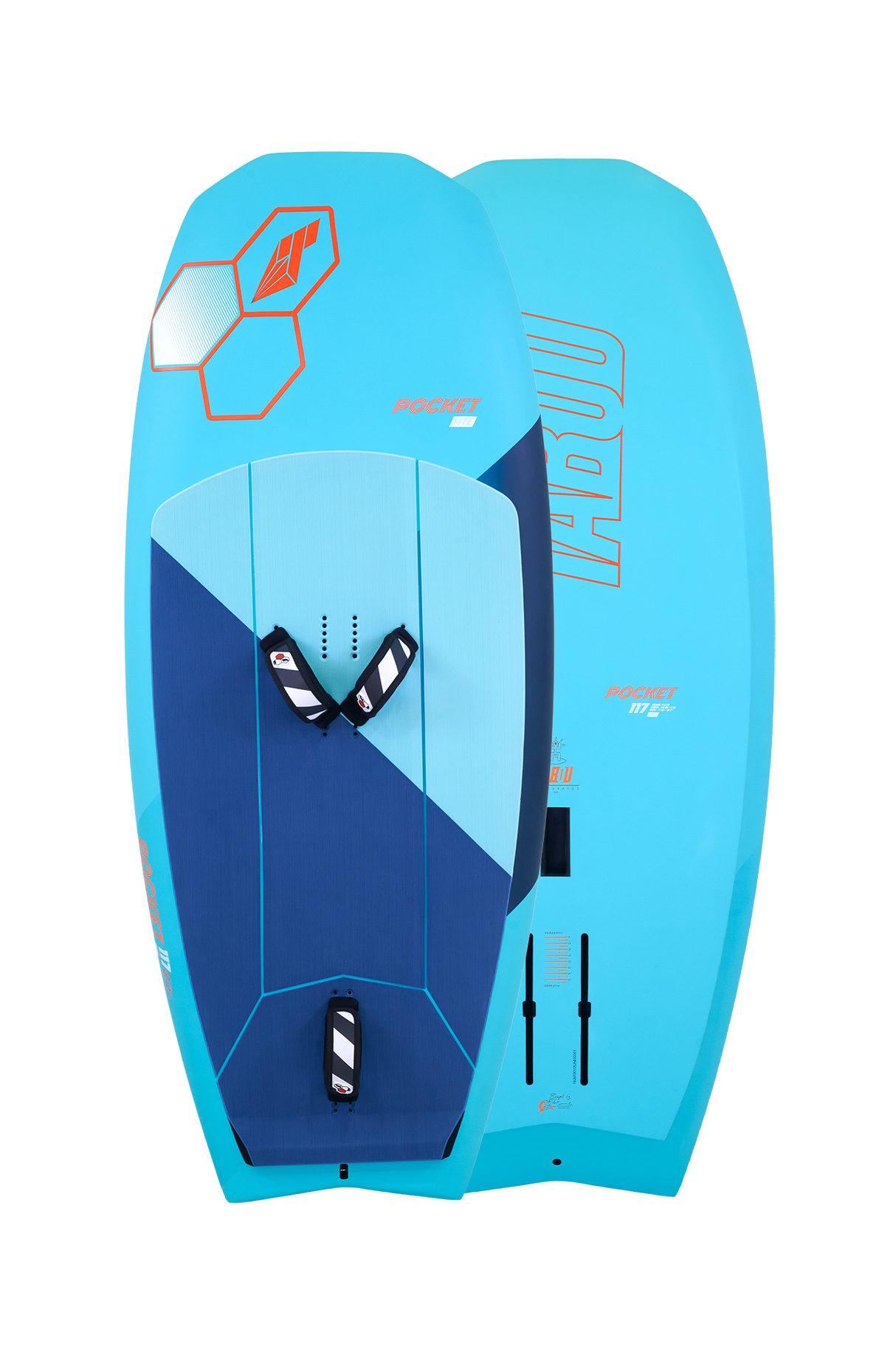 Tabou 2026 Pocket Wing Foil MTE, hellblaues Foilboard mit dunkelblauem Design, Draufsicht