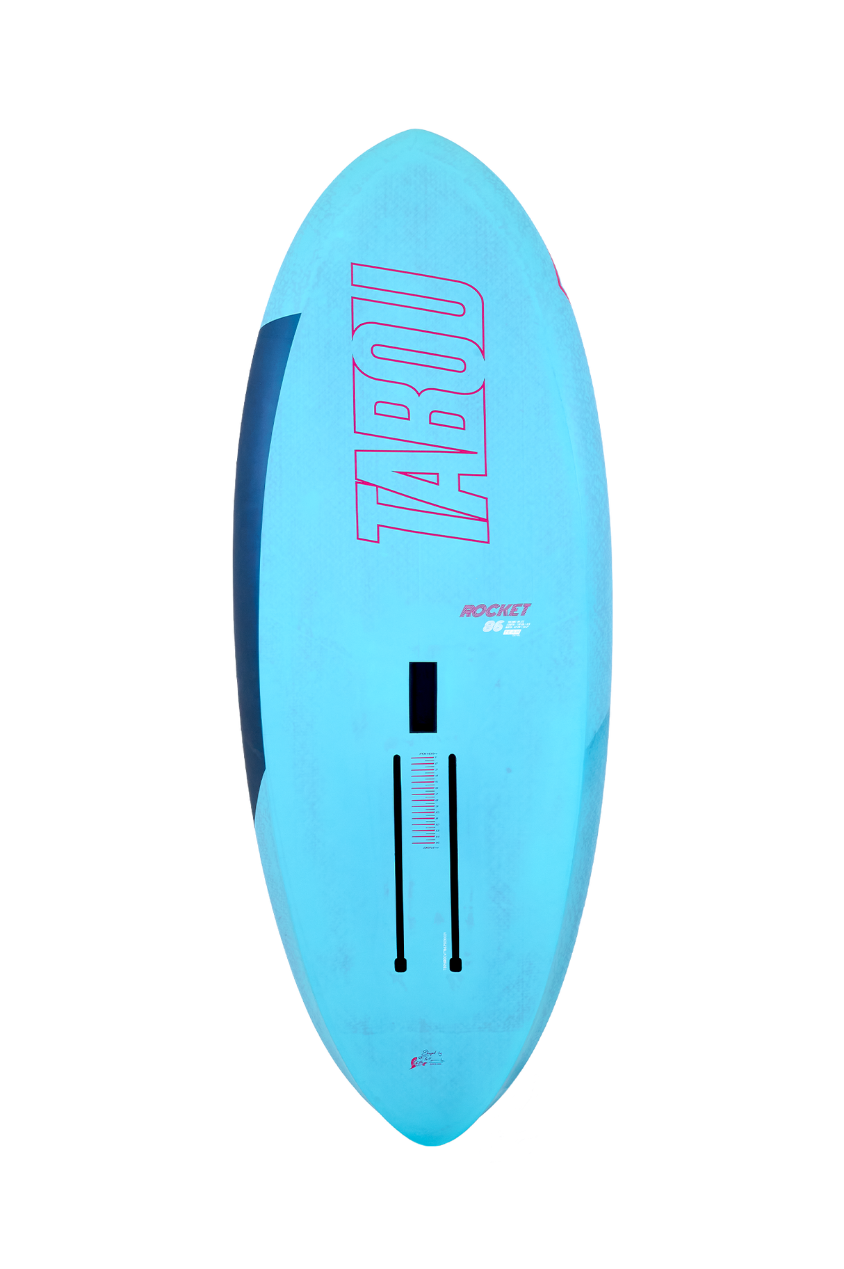 Tabou 2026 Rocket Wing Team Wingfoil Board, hellblau mit dunkelblauen Streifen, Draufsicht