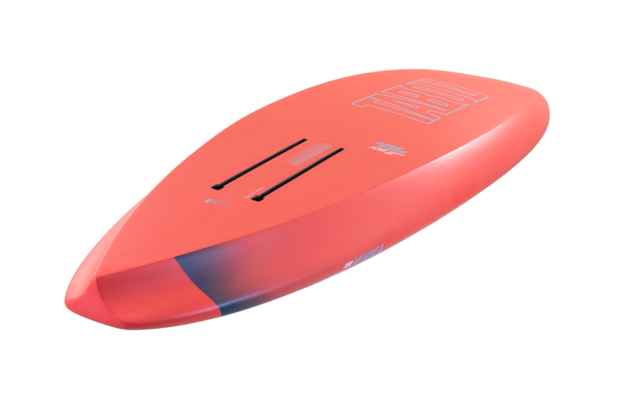Tabou Super Yaka 2026 Waveboard in Rot mit schwarzen Streifen, 3D-Ansicht von oben