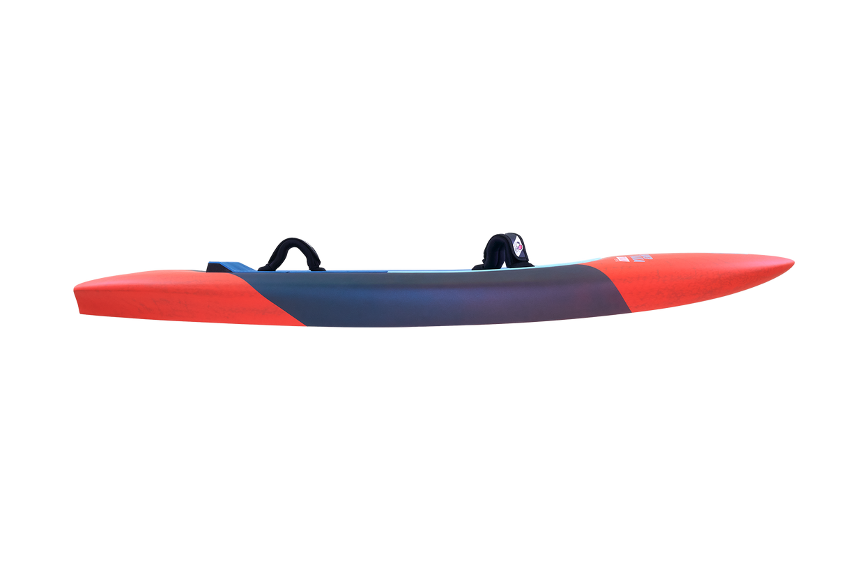 Tabou 2026 Super Yaka TEAM Waveboard mit roter und dunkelbauer Farbgestaltung, Draufsicht