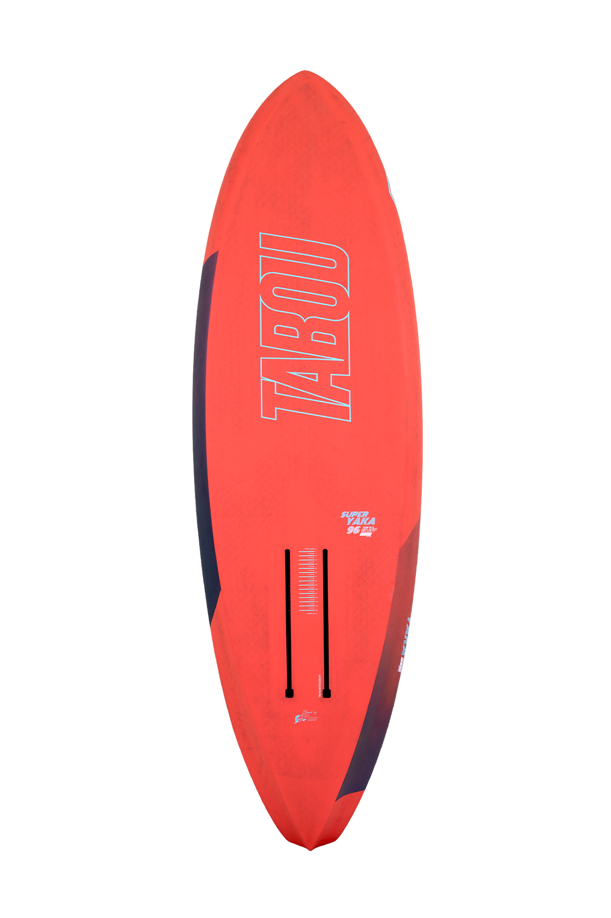 Tabou 2026 Super Yaka TEAM Waveboard rot mit schwarzen Streifen, Draufsicht