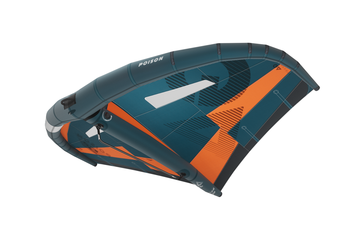 GA-Wing 2026 POISON Kitewing in Blau und Orange mit weißen Elementen, Draufsicht