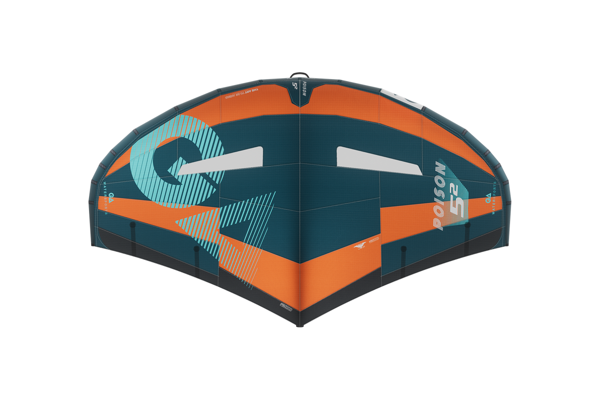 GA-Wing 2026 POISON Kitewing in Orange, Dunkelblau und Hellblau, Draufsicht