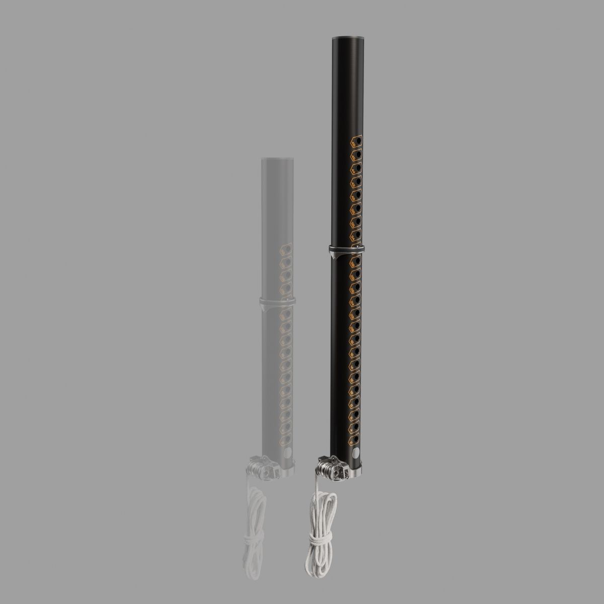 Patrik X-Tension SDM Alu Mast in Schwarz und Grau, Aluminium, Frontansicht mit Vergleich zweier Größen