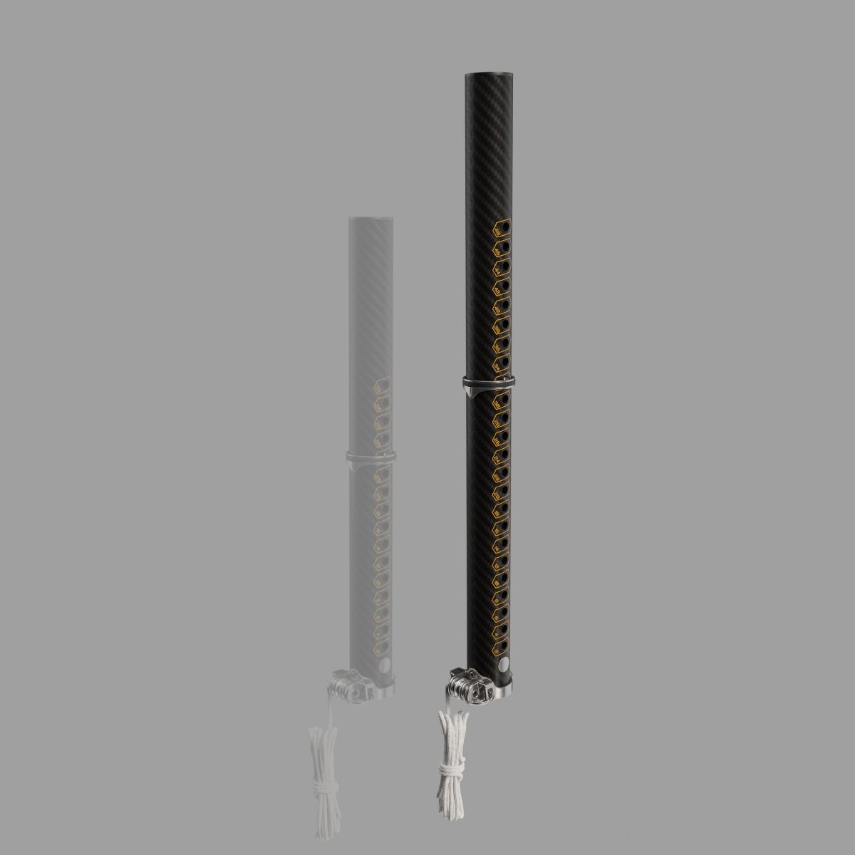 Patrik X-Tension SDM Carbon Mast in Schwarz und Grau, Carbonmaterial, Vergleichsansicht zweier Mastkonstruktionen