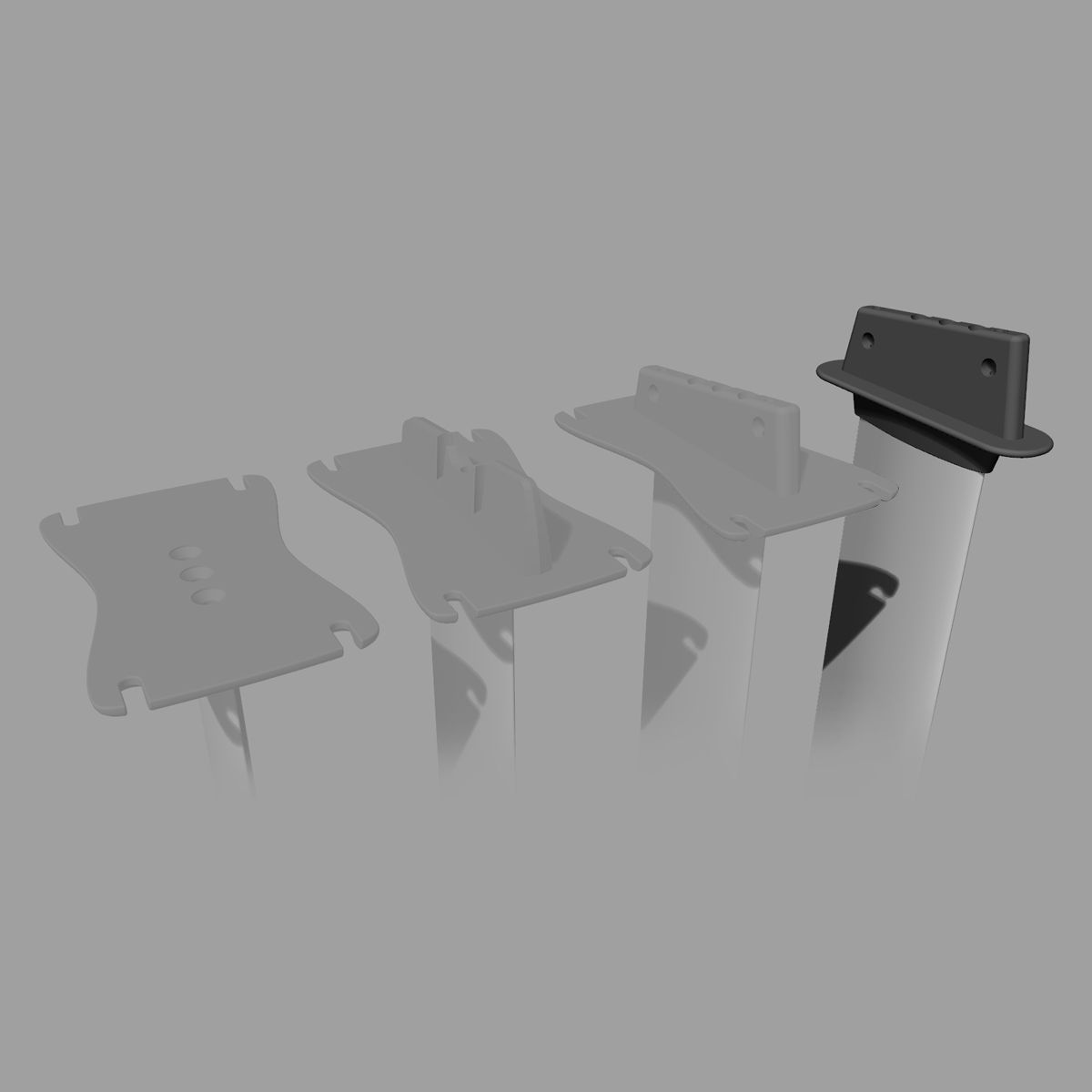 Patrik Alu Foil Adapter, Aluminium-Adapter in Grau und Schwarz, verschiedene Größen in Reihe angeordnet