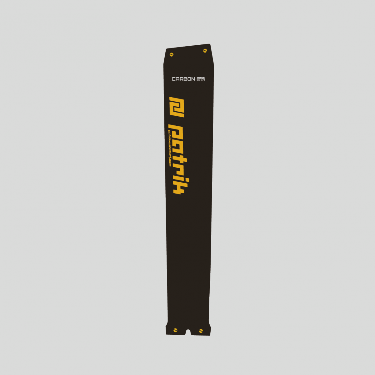 Patrik Foil Mast Carbon schwarzer Mast mit goldenem Logo, Frontalansicht