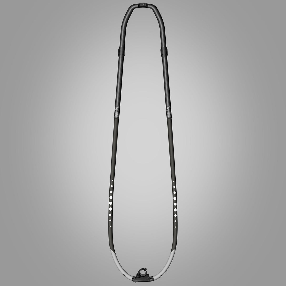 Patrik Carbon XL-Curve Boom schwarzer Windsurfboom aus Carbon mit gebogener Form, Frontansicht